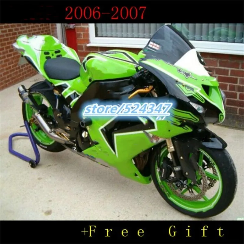 

Зеленые Черные комплекты обтекателей для KAWASAKI NINJA ZX10R 06-07 ZX 10R 06 07 ZX-10R 06-07 10 R ZX 10R 2006 2007 обтекатели