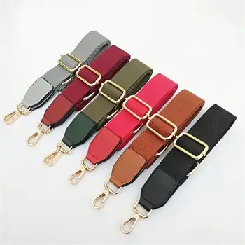

New Solid Color Cotton Ribbon with PU Leather Long Shoulder Strap Adjustable Single Shoulder Messenger Bag Accessories Bag Strap