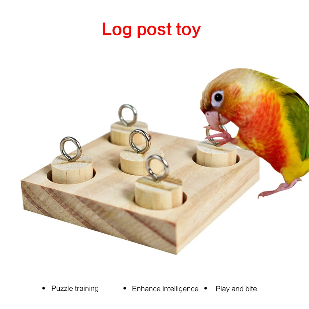 

Parrot Bird Educational Toy Wooden Ferrule Insert Post Puzzle Color Plug Cylindrical Building Block DIY Jack Round Jack Ball