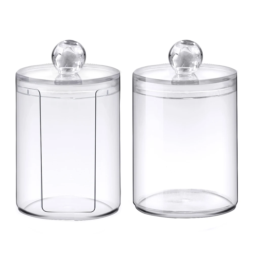 Acrylic multifunctional round receive box jewelry box new cosmetic make-up cotton swabs transparent container 4