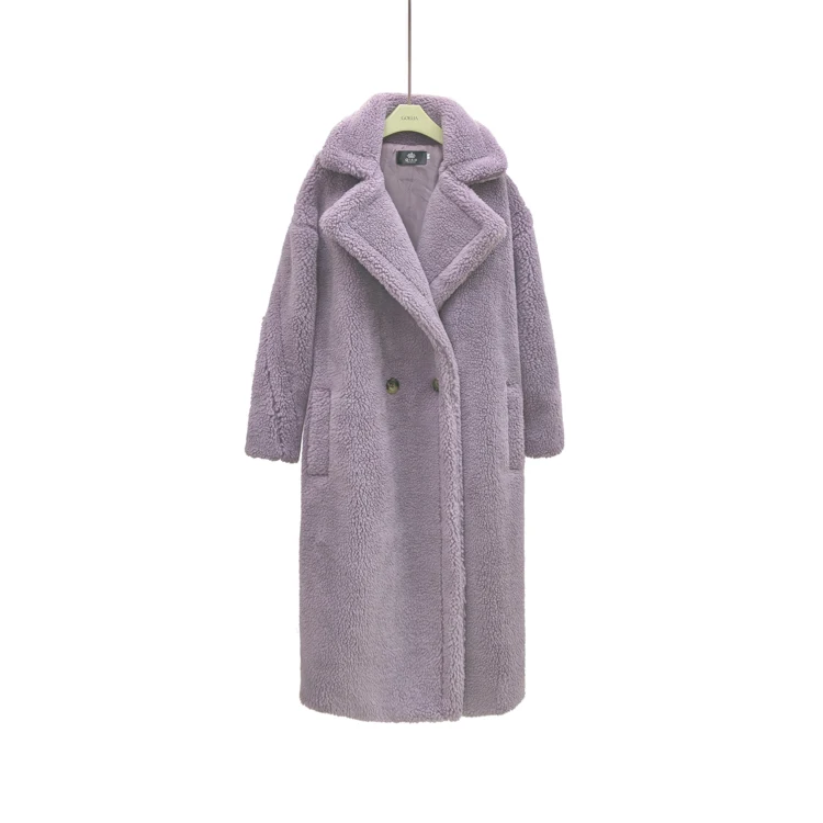 Женское зимнее шерстяное пальто высокого качества из овечьей шерсти, искусственный мех, плюшевый мех, кашемир, модное меховое длинное пальто, куртка, верхняя одежда, парка, пальто