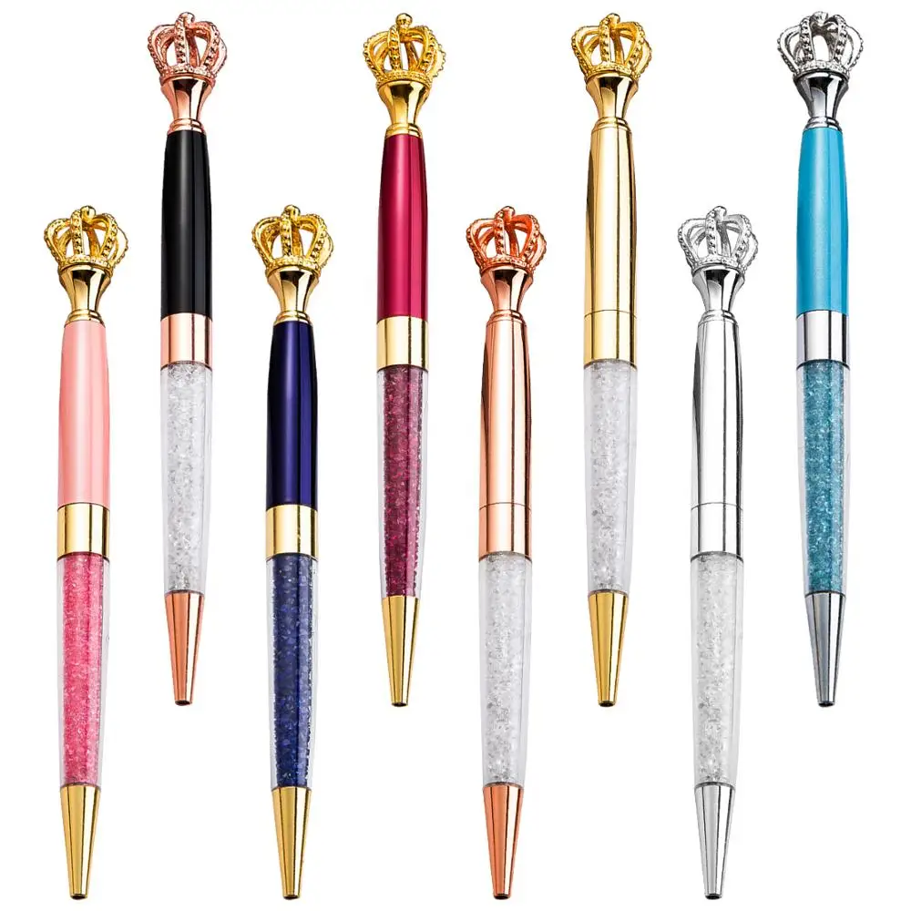 10PCS/LOT Funky Design Queen's Scepter Crown Style Metal Crown Metal Ballpoint Pen With Big Crystal Diamond 20pcs lot funky design queen s scepter crown style metal crown metal ballpoint pen with big crystal diamond dhl free shipping