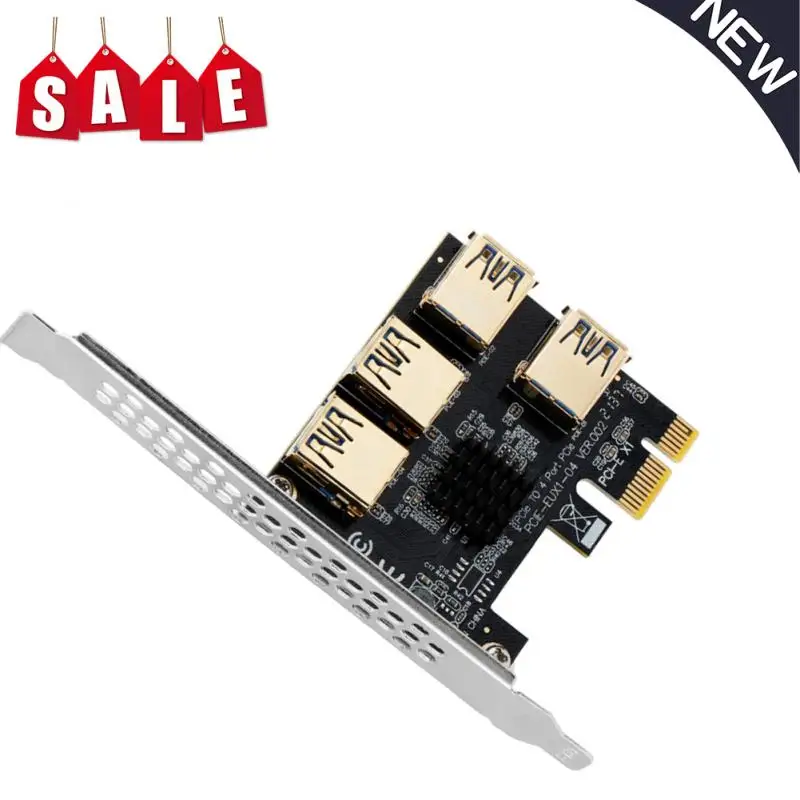 Gold Plated PCI 1 to 4 Adapter Card USB 3.0 Multiplier HUB PCI Express PCIE Riser Card Adapter For Bitcoin Mining Miner 1