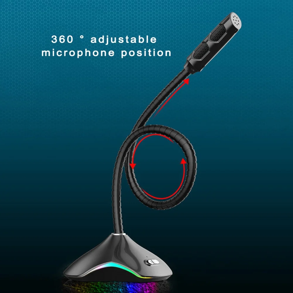 Настольный микрофон 3 5 мм/USB RGB подсветка регулируемый на 360 градусов|Микрофоны| |