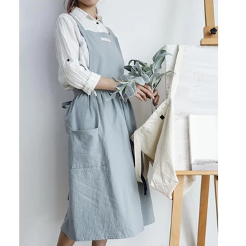 

Brief Nordic Wind Pleated Skirt Cotton Linen Apron Coffee Shops And Flower Shops Work Cleaning Aprons For Woman Washing Daidle