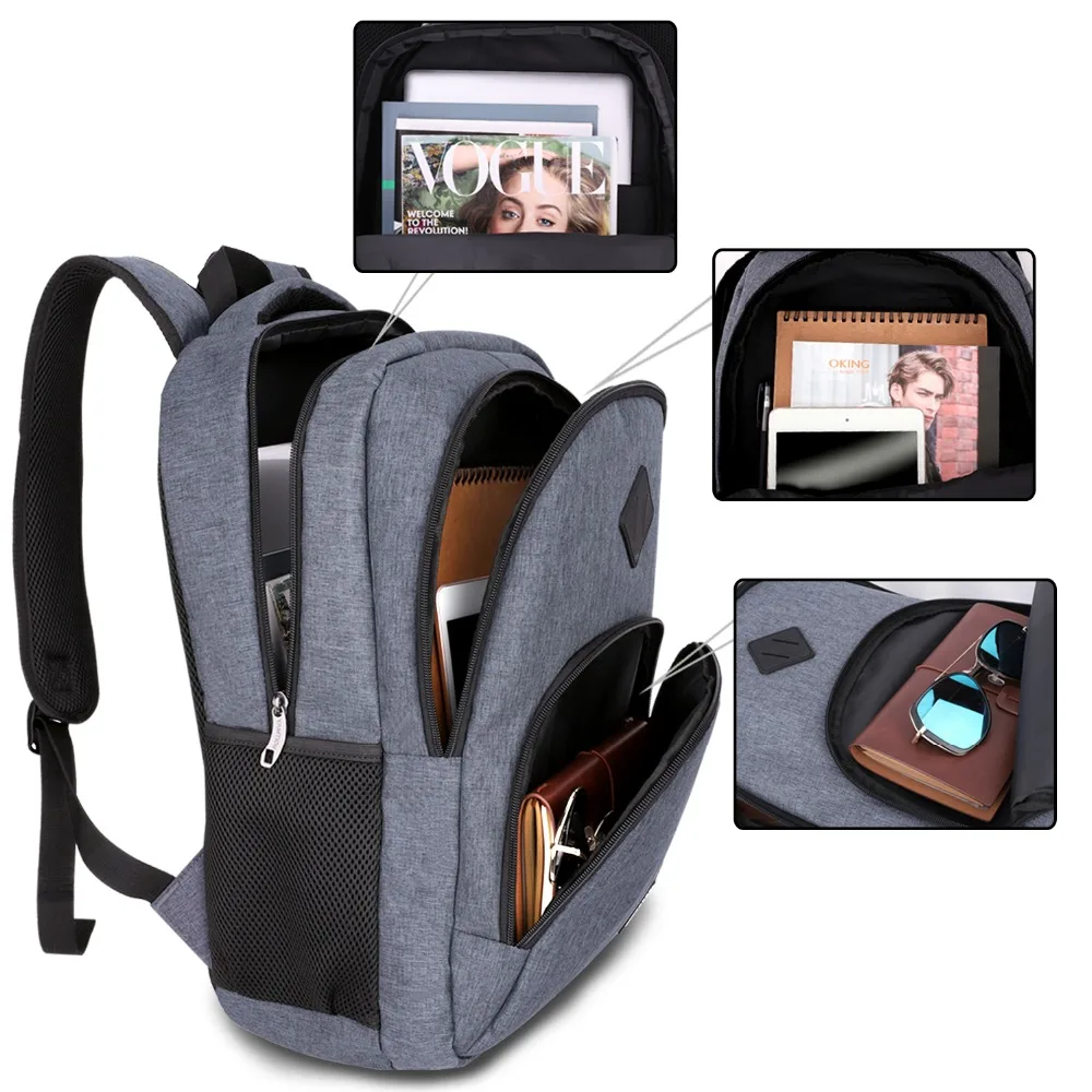 Men Backpack USB charging for 15.6 inches Business Travel Waterproof Laptop Bagpack student Bookpack Casual Style School Bag (5)