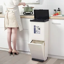 Japanischen Stil Abfall Bin Kunststoff Große Wasserdichte Einfache Kreative Kunststoff Mülleimer Küche Lagerung Cubo Basura Haushalts Produkte