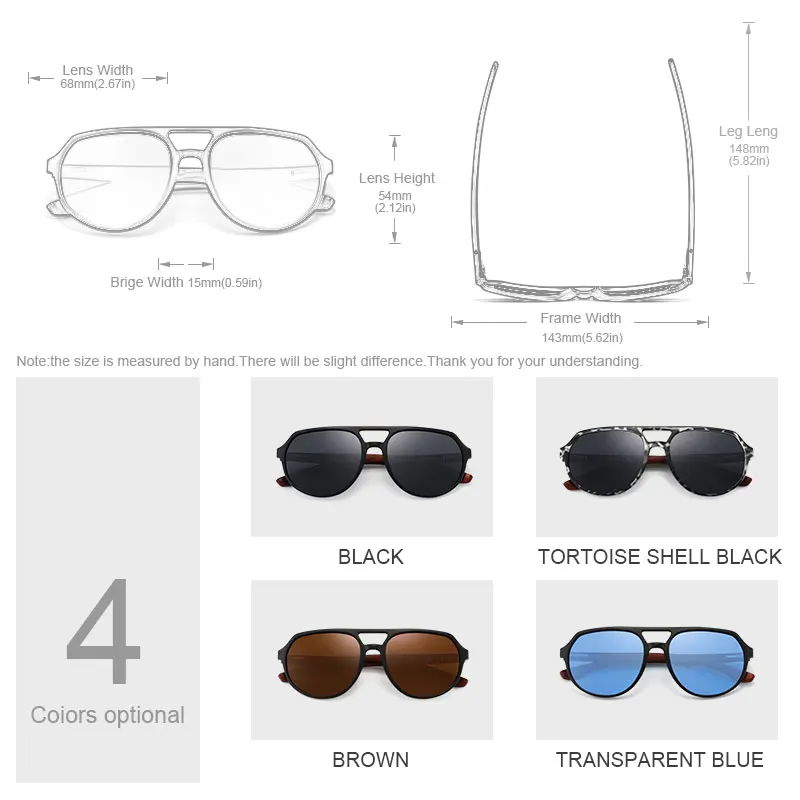 Ravenisa Wood Sunglasses Women UV400 Polarized Pilot Plastic Frame  Sun Glasses fishing Driving Sunglasses 2