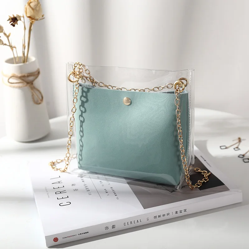 

2019 Design Luxury Handbag Women Transparent Bucket Bag Clear PVC Jelly Small Shoulder Bag Female Chain Crossbody Messenger Bags