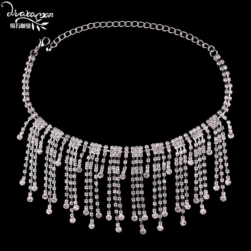 Dvacaman, модное массивное ожерелье с кристаллами, женское большое ожерелье с подвеской в виде носорога и кисточкой, колье, ожерелье, вечерние ювелирные изделия