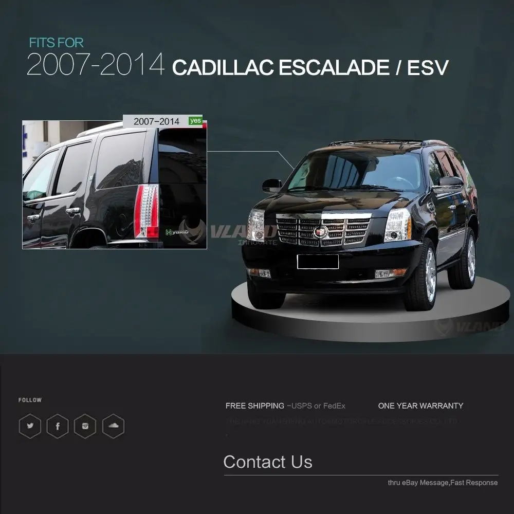 Светодиодный задний фонарь Vland s подходит для Cadillac Escalade ESV 2007 14 светодиодный в
