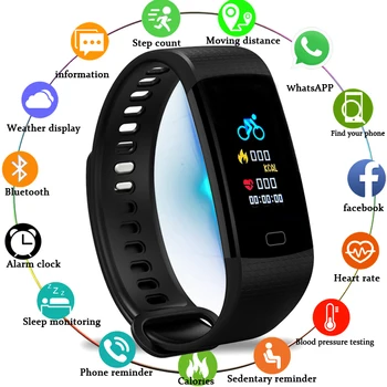 

LIGE New Smart Watch Men Women Running Climbing Riding Multi-Function Pedometer Heart Rate Blood pressure monitor Smartwatch+Box