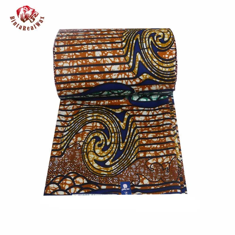 Африканская полиэфирная восковая ткань Анкара бинта настоящий воск высокого качества 6 ярдов африканская ткань для вечерние платья FP6045