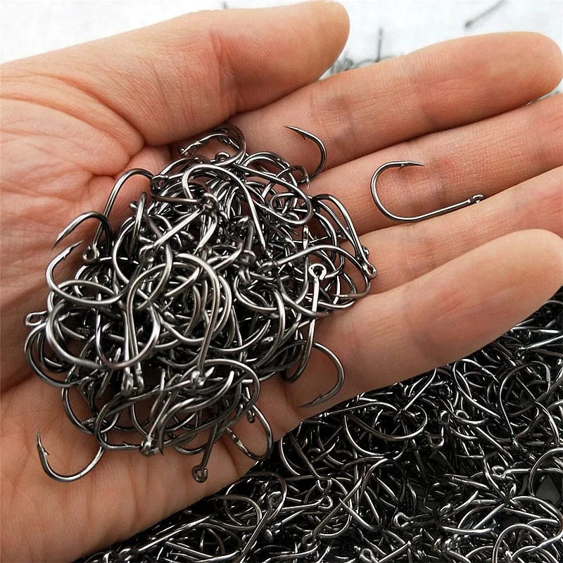 120pcs High Carbon Steel Fish Hook Efficiency Barbed 3#-12# Fishhooks With Hole Jig Carp Fly Fishing Hook Worm Pesca Tackle