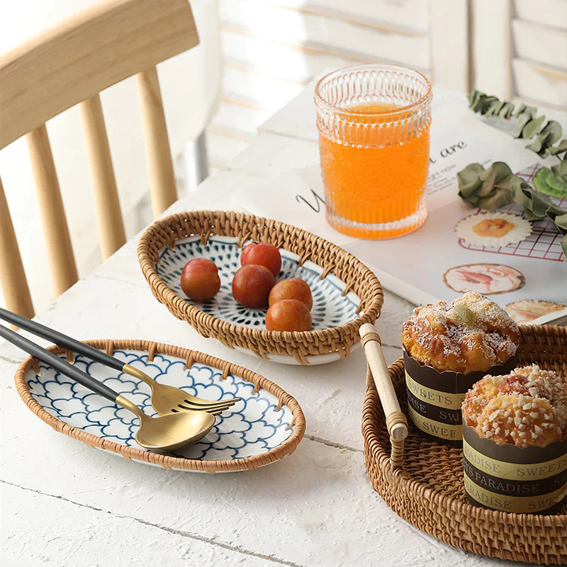 Ciotola Portafrutta In Rattan 4 Scomparti: Vassoio Rustico Per Snack E Decorazione