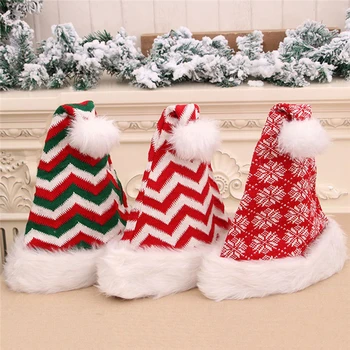 

Light Cotton Christmas Hat Kids Adult Children Cap Christmas Party Decoration New Year Gifts Knit Up Beanie Hats