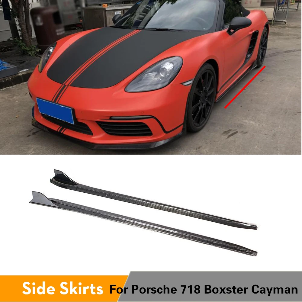 Для Porsche 718 Boxster Cayman боковая юбка удлинение губ дверные ступени панели- углеродного волокна