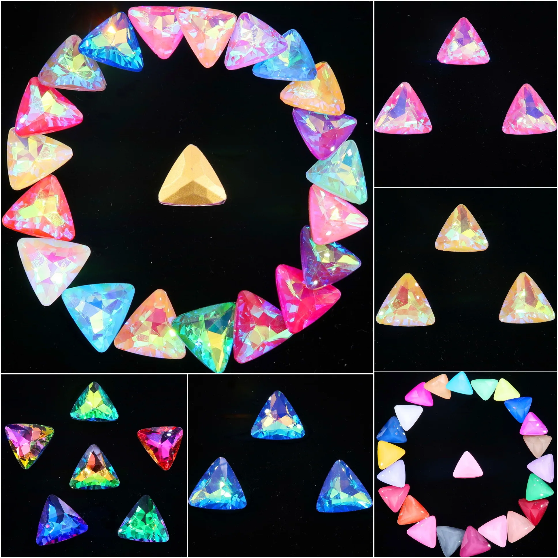 Необычные стеклянные Хрустальные 18 мм желе конфеты AB& радужные цвета треугольной формы клей на Стразы бусины аппликация Рукоделие отделка
