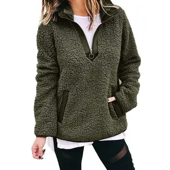 

Plush Sweatshirt Warm 2019 Autumn Winter Thick Sweatshirts Women Zipper Hoody Ladies Fleece Pink Sweatshirt for Women Winter