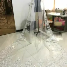 Роскошная кружевная свадебная вуаль белого цвета слоновой кости длиной 3 м, фата невесты с блестками и кристаллами, гребень для собора