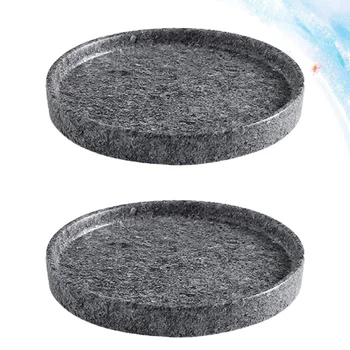 

2PCS 11.5x11.5x1.5cm Flowerpot Drip Tray Ceramic Cement Design Flowerpot Base Tray for Garden Balcony (Grey)