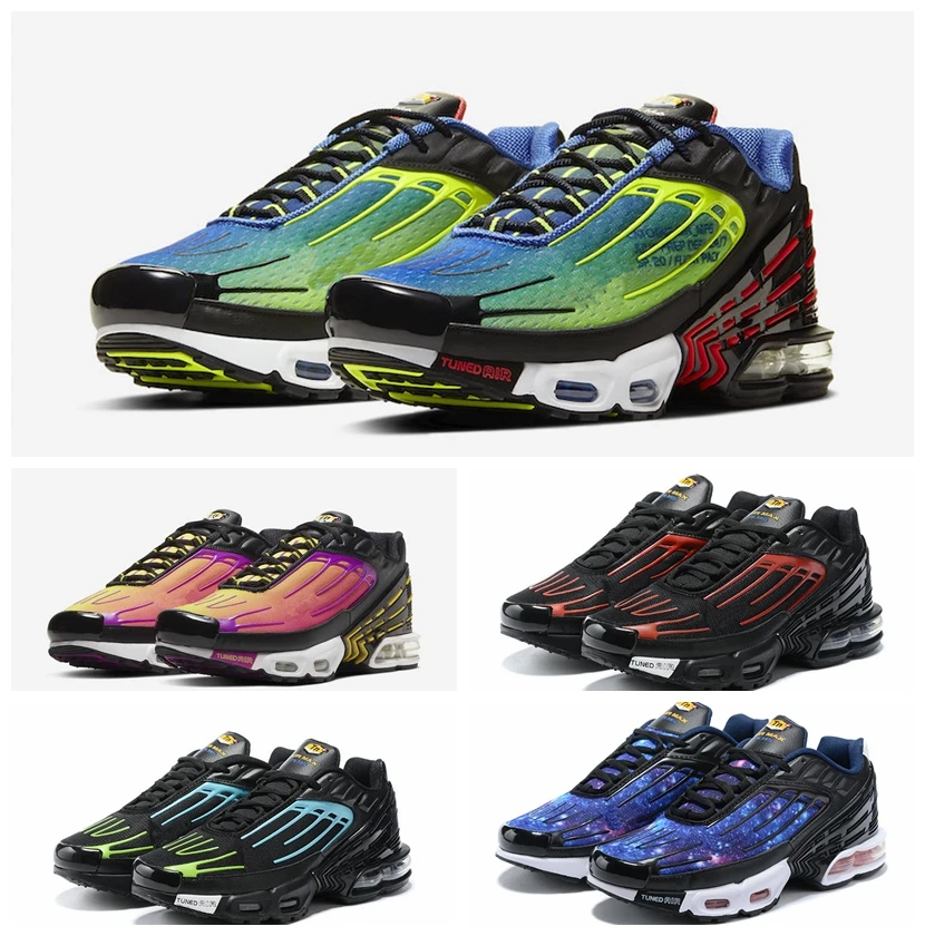 

2020 Arrival Plus TN 3 Turned Air Cushion Mens Running Shoes Women Designer Sneakers Red-Blue Spider Anniversary Mens Trainers