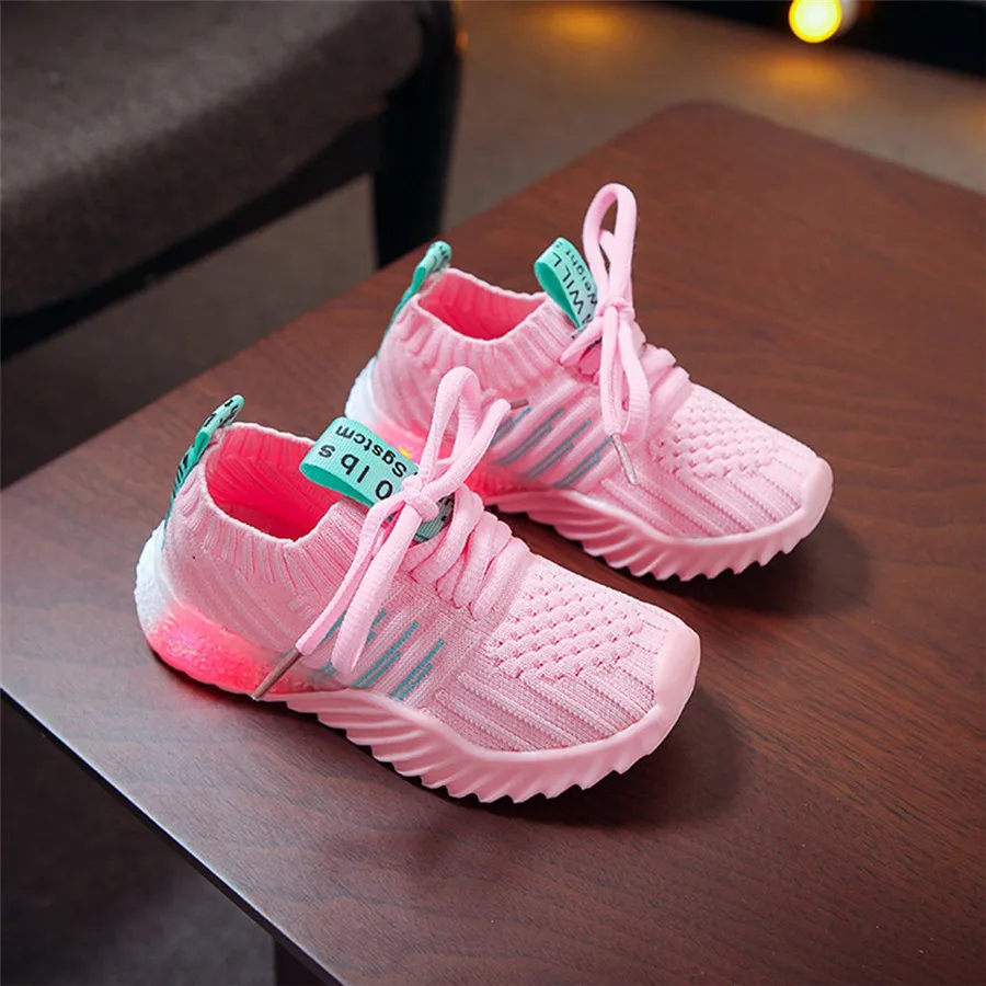 Children's sneakers LED lights boys and girls candy color soccer shoes LED light sports shoes casual shoes light shoes #40J30 (30)