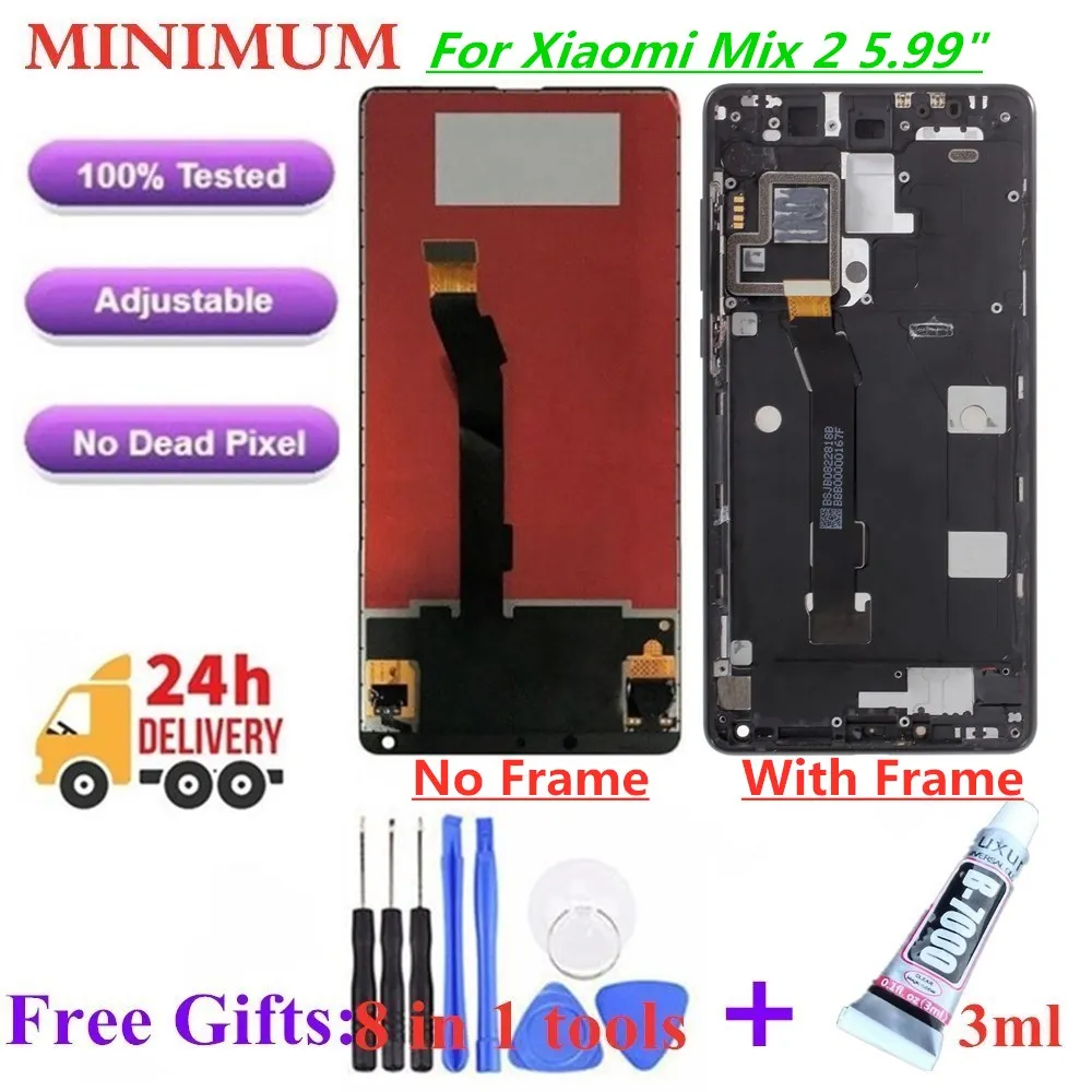 

For Xiaomi Mi Mix 2 Mix2 5.99" LCD Display Touch Screen Digitizer Assembly With Frame For Xiaomi MiMix2 MiMix 2 Replacement LCDs