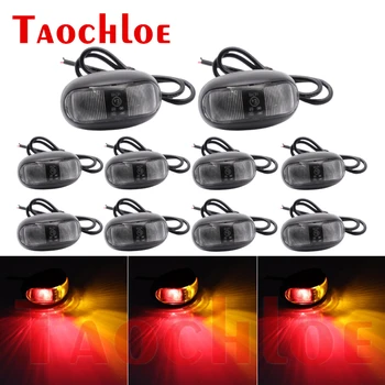 

10Pcs Red Amber LED Side Marker Lights For Truck Trailer Lorry 12V 24V Car Clearance Lamps ADR External Lights E4 SM1 RM1