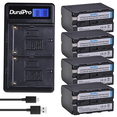 4 Battery Set Комплект из 2 предметов 7200 мА/ч, NP-F960 NP F970 Камера Батарея+ ЖК-дисплей USB Зарядное устройство для sony NP-F550 F770 F750 F960 FM500H FM70 QM91D QM71D HVR-V1J - Цвет: 4 Battery Set