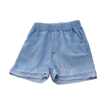 

2020 Spring Baby Girls Rabbit Embroidery Shorts Summer Children's Pants Water Wash Denim Children's Shorts