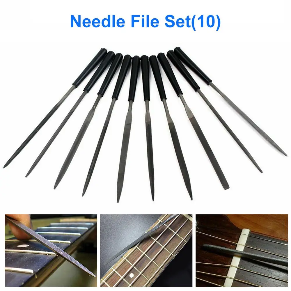 

10 Pcs Luthier Needle File Kit Guitar Grinding Maintenance File Guitar Nut Slot Fret Dressing Files Guitar Repair Luthier Tool