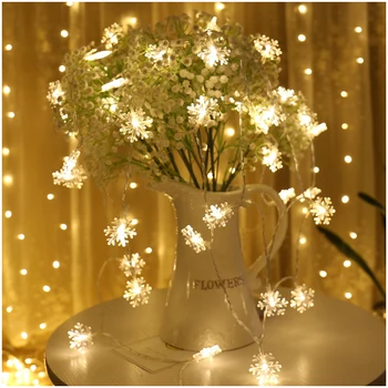 

2Pcs Snowflake String Light 20LED Christmas Garland Fairy Ball Light Lanterns Xmas Outdoor Party Decor Battery Power