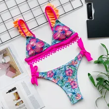 2020 Bandeau Swimwear Women Floral Swimsuit Brazilian Sexy Ruffle Bikini Set Push Up Bathing Suit Female 2020 Bandeau Swimwear Women Floral Swimsuit Brazilian Sexy Ruffle Bikini Set Push Up Bathing Suit Female