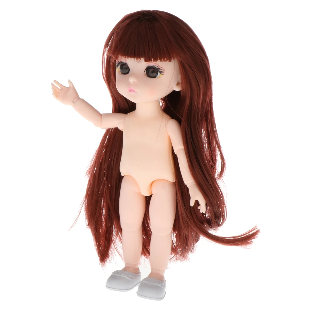 Lovely 13 Moveable Ball Joints 1/12 BJD Mini Girl Doll 3D Eyes DIY Supplies Birthday Gift  Pink Yellow Silver Hair Dolls Toy