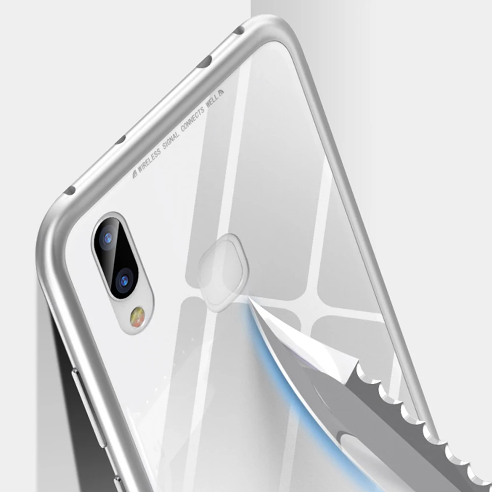 Metal-rimmed Mobile Phone Case Hardened Glass Magnetic Adsorption Protection Smartphone Cover Aluminum Frame Cases for VIVO X21