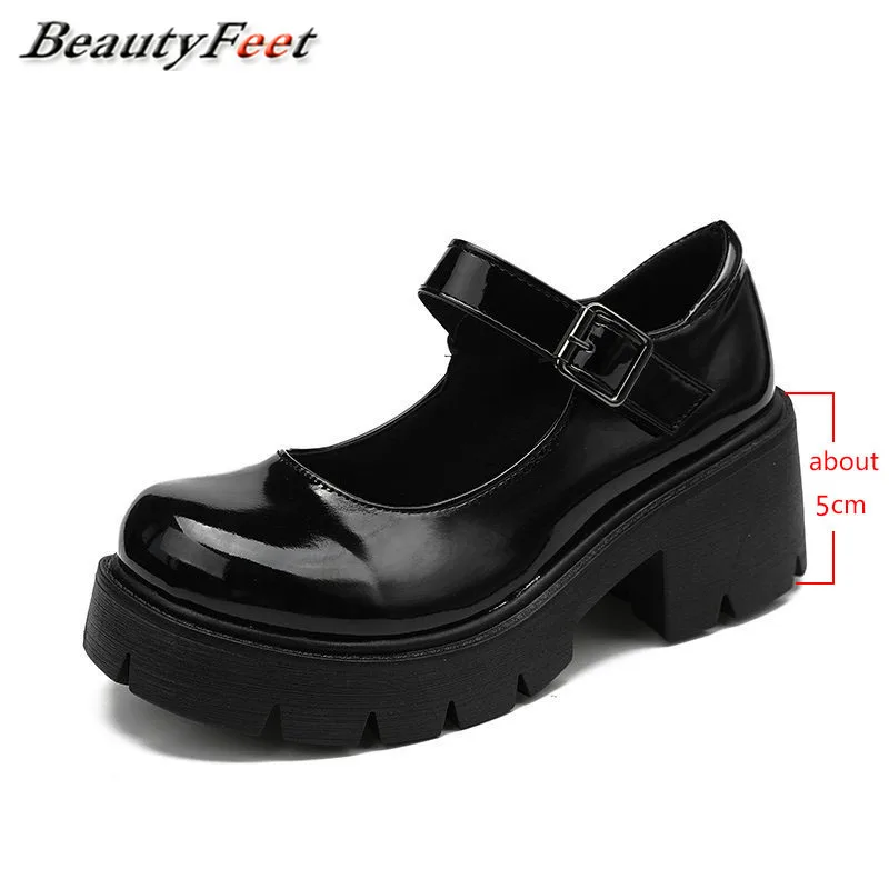 Lolita zapatos de mujer de estilo japonés Vintage suave hermana niñas tacones altos plataforma impermeable estudiante zapatos Cosplay