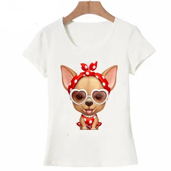 

Chihuahua Retro Beauty print T-Shirt summer cute women T-Shirt funny dog design Girl Tops fashion casual Tees ladies t shirt