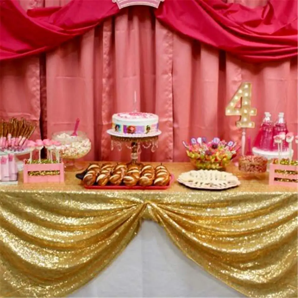  Square Gold Sequin Tablecloth Glitter Tablecloth Embroidered Sequin Table Cloth Christmas Wedding F