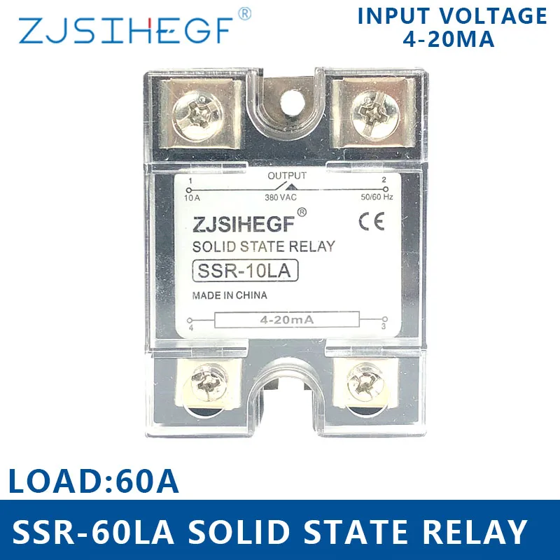 60A SSR входное DC 4 20mA Однофазное твердотельное реле 40LA регулятор напряжения для управления PLC soultion|Реле| |
