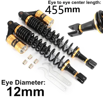 

455mm Motorcycle Air Shock Absorber Rear Suspension In Motorcycle Falling Protection for Go Kart Dirt Bike ATV Quad D30