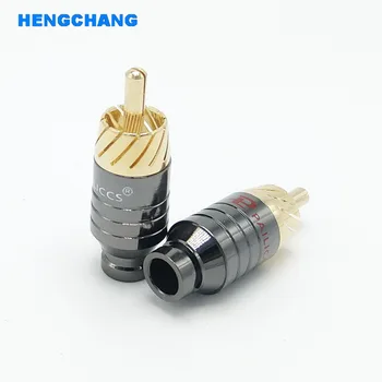 

10pcs Gold Plated RCA Connector RCA male plug adapter Video Audio cable Connector Support 6mm Cable