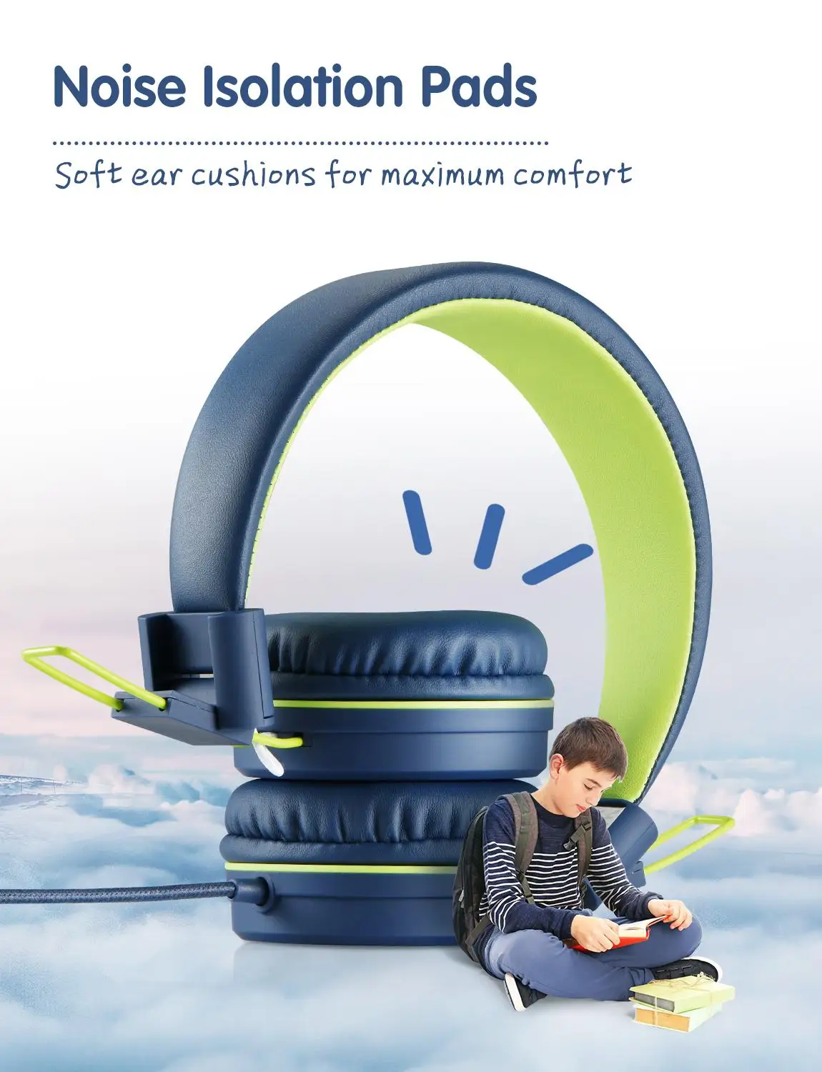 Mpow CH8 Kids Wired Headsets Cute Folding Headphones with 85dB Limited Volume Control and Mic Foldable Headsets Children Gifts