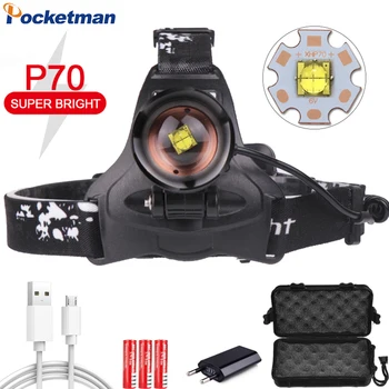 

Most Powerful Headlight XHP70.2 LED Headlamp Zoomable Head Lamp USB Rechargeable Head Light XHP70 XHP50 LED Headlight