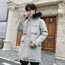 Зимняя ветровка, мужской пуховик, длинные пальто, меховой воротник, шапка, МОЛОДЕЖНЫЙ мужской пуховик, большой размер, 5XL, карманы, Толстая Повседневная куртка