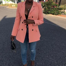 Moda blazer para mulher decote em v mangas compridas botão para cima verão outono natal escritório senhoras elegante elegante elegante trabalho wear jacket