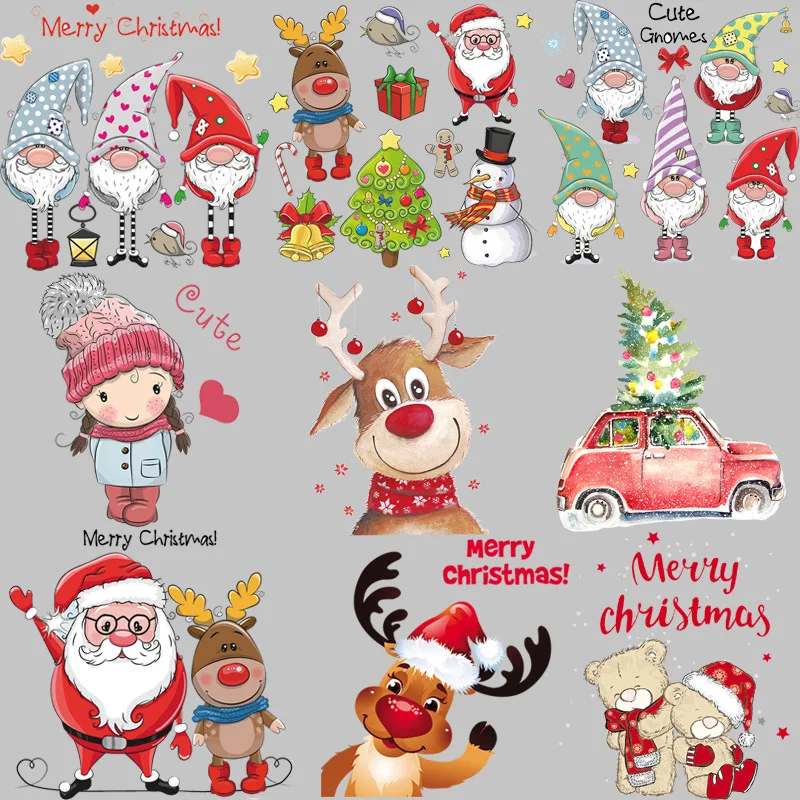 

Poemyi Christmas Patch Iron on Cute Deer Santa Claus Patches for Clothes Jacket Thermo Transfer Sticker Appliques for Clothing Q