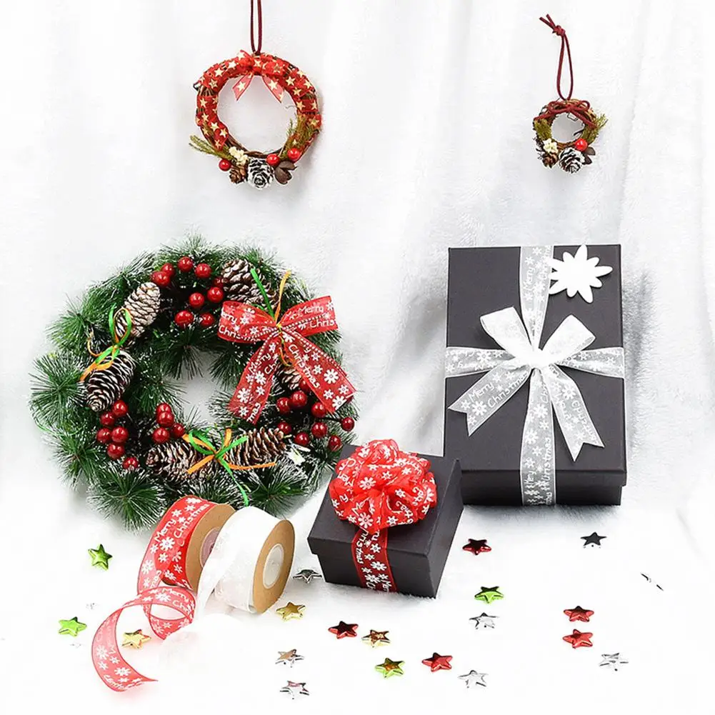 

GloryStar 10M/20M 2 Snowflower Printing Craft Ribbon for Christmas Tree Decoration