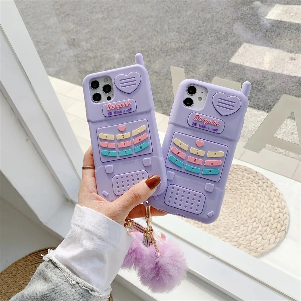 Love heart kid girl gift Phone Case For iphone 13 Pro 12 11 Max XR XS 6 7 8 Plus SE 2 Soft Cute pink Silicone Back Cover | Мобильные