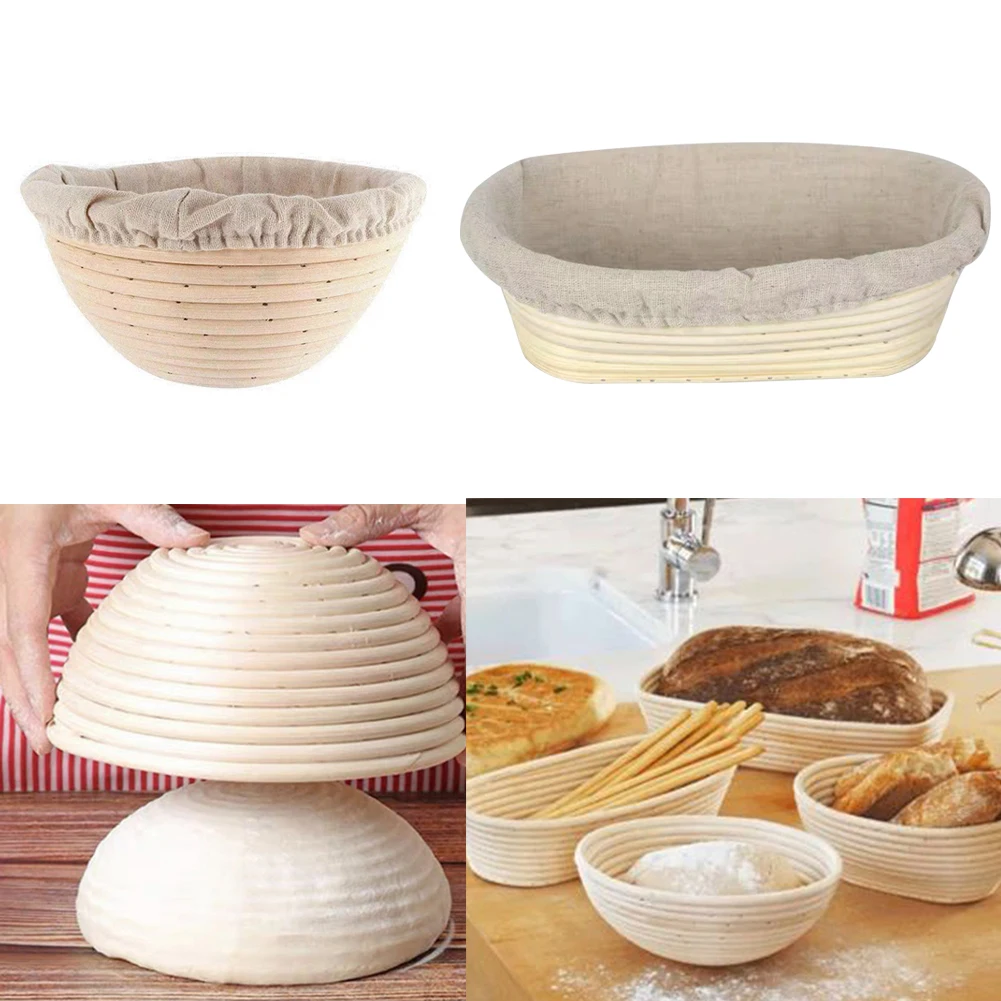 Rattan Fermentation Dough Bread Proofing Proving Basket with Cloth Cover 1PCS
